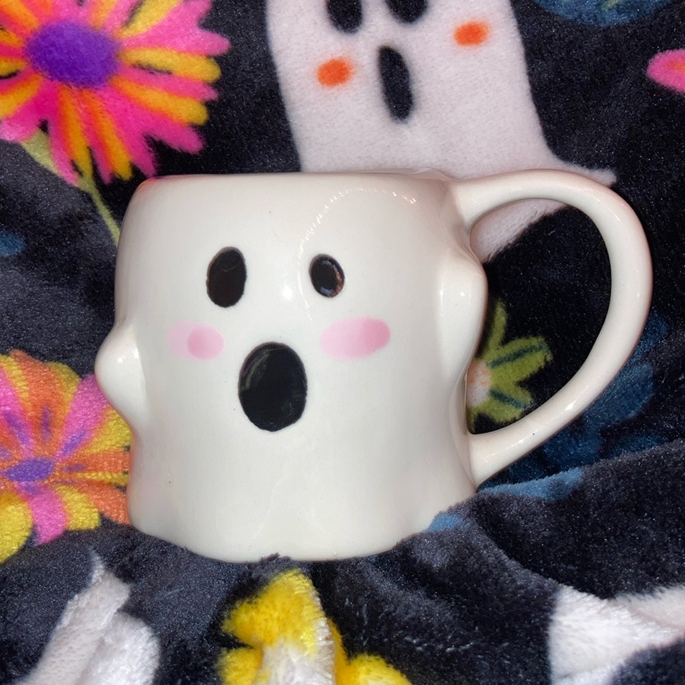 Hope & wonder ghost mug pink cheeks boo face cup